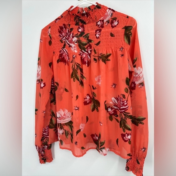 Abercrombie & Fitch Smocked Long Sleeve Floral Top Blouse Sz S - Picture 1 of 5